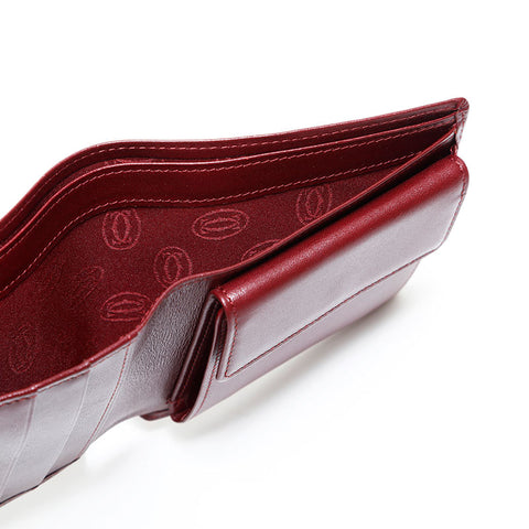CARTIER Must Do Leather Bifold Wallet Red WS22409