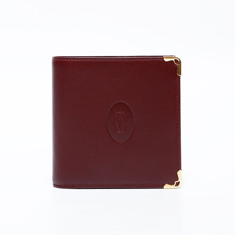 CARTIER Must Do Leather Bifold Wallet Red WS22409