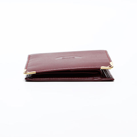 CARTIER Must Do Leather Bifold Wallet Red WS22409
