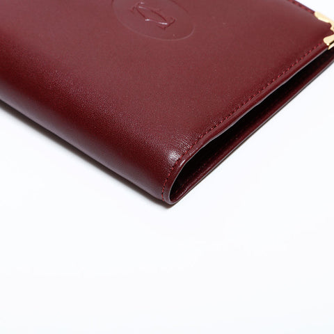 CARTIER Must Do Leather Bifold Wallet Red WS22409