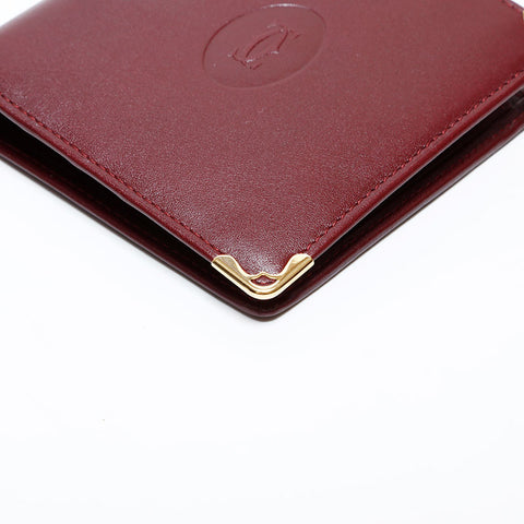 CARTIER Must Do Leather Bifold Wallet Red WS22409