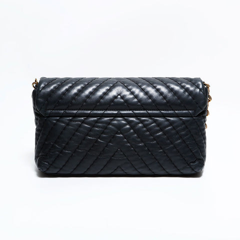 CHANEL No. 14 2010-2011 Chevron Shoulder Bag black WS22410