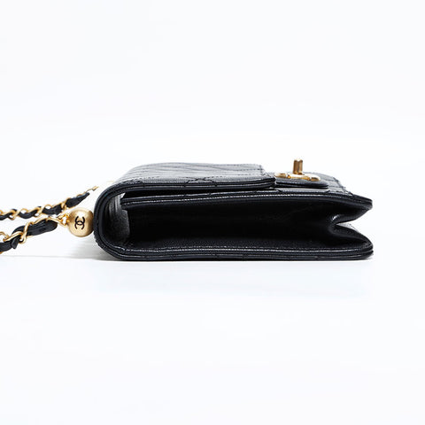 CHANEL 29th Series 2019 Pearl Single Flap Chain Shoulder Bag black WS22411