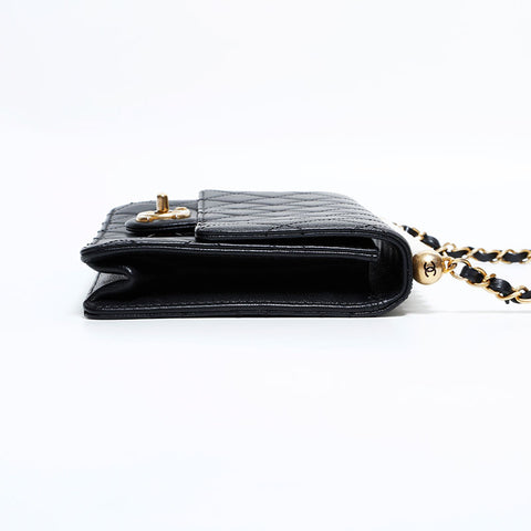 CHANEL 29th Series 2019 Pearl Single Flap Chain Shoulder Bag black WS22411