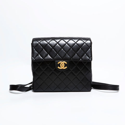 CHANEL No. 3 1994-1996 Lambskin Matelasse Backpack  Daypack black WS22412