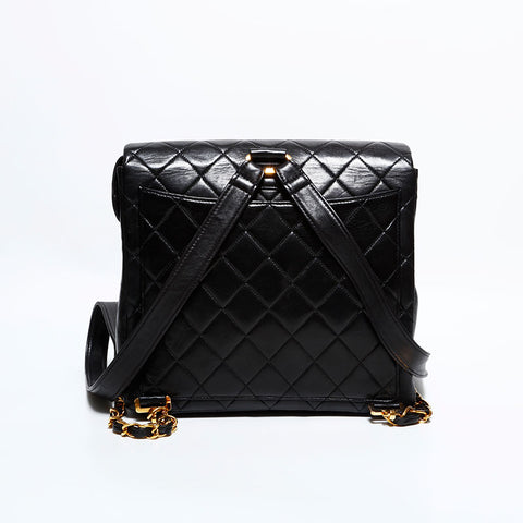 CHANEL No. 3 1994-1996 Lambskin Matelasse Backpack  Daypack black WS22412