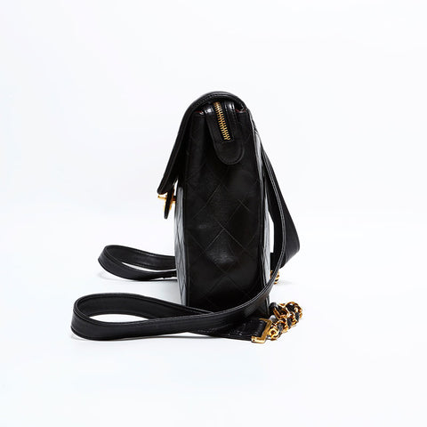 CHANEL No. 3 1994-1996 Lambskin Matelasse Backpack  Daypack black WS22412