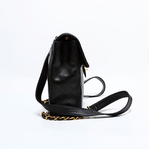 CHANEL No. 3 1994-1996 Lambskin Matelasse Backpack Â· Daypack black WS22412