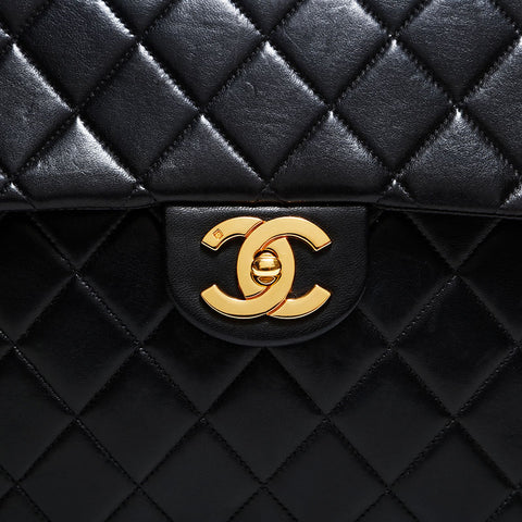 CHANEL No. 3 1994-1996 Lambskin Matelasse Backpack Â· Daypack black WS22412