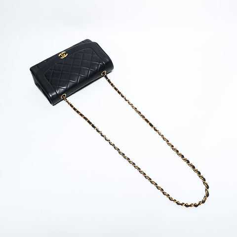 CHANEL No. 2 1991-1994 Lambskin Diana 9.8" Shoulder Bag black WS22413