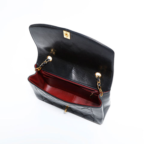 CHANEL No. 2 1991-1994 Lambskin Diana 9.8" Shoulder Bag black WS22413
