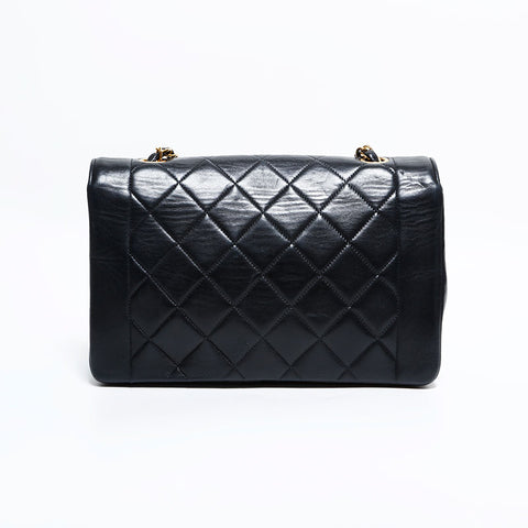 CHANEL No. 2 1991-1994 Lambskin Diana 9.8" Shoulder Bag black WS22413
