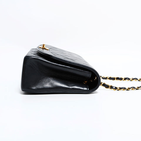 CHANEL No. 2 1991-1994 Lambskin Diana 9.8" Shoulder Bag black WS22413
