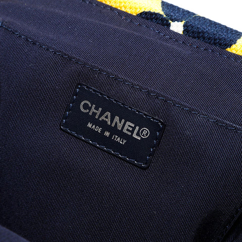CHANEL No. 7 2002-2003 Canvas COCO Mark Handbag yellow WS22414