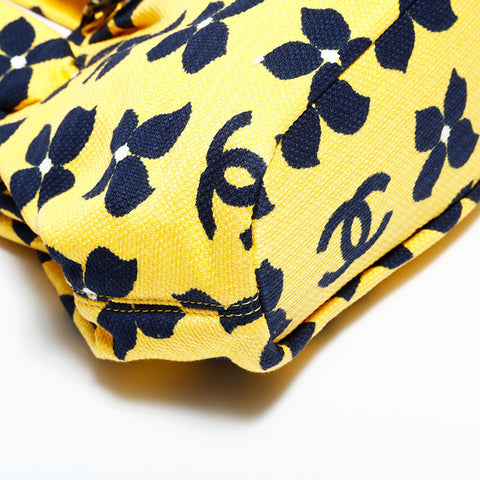CHANEL No. 7 2002-2003 Canvas COCO Mark Handbag yellow WS22414