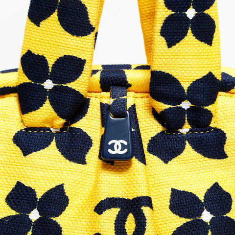 CHANEL No. 7 2002-2003 Canvas COCO Mark Handbag yellow WS22414