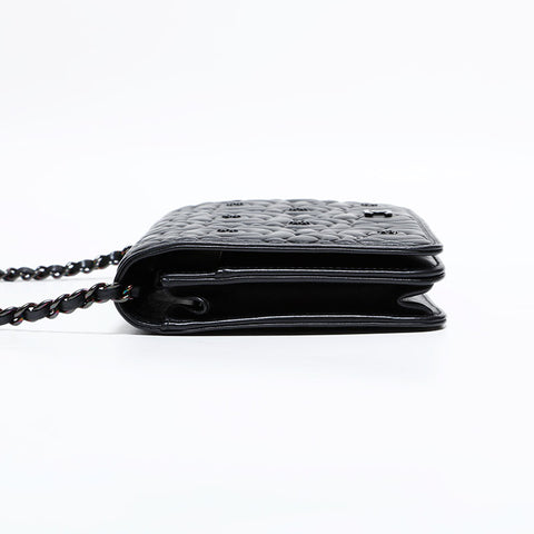CHANEL No. 24 2017-2018 Camellia Lambskin Chain Wallet Shoulder Bag black WS22415