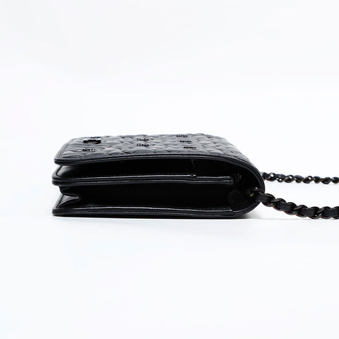 CHANEL No. 24 2017-2018 Camellia Lambskin Chain Wallet Shoulder Bag black WS22415