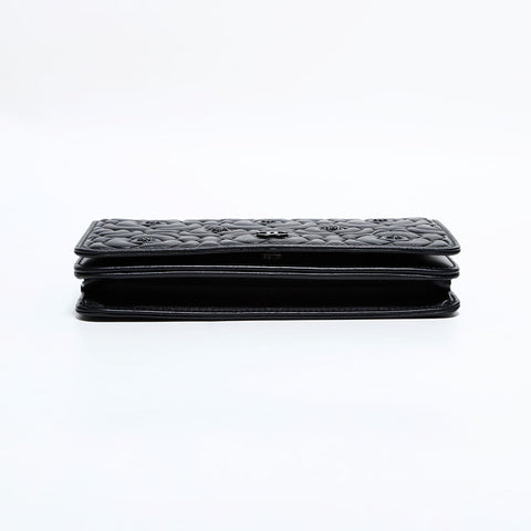CHANEL No. 24 2017-2018 Camellia Lambskin Chain Wallet Shoulder Bag black WS22415