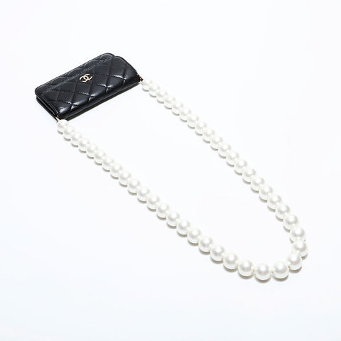 CHANEL No. 31 2021-2022 Matelasse Pearl Mini Lambskin Shoulder Bag black WS22416