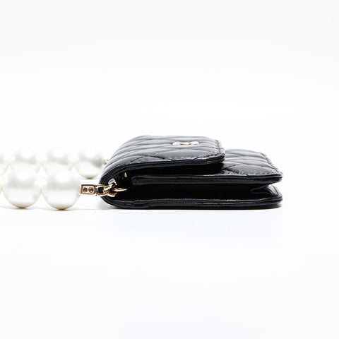 CHANEL No. 31 2021-2022 Matelasse Pearl Mini Lambskin Shoulder Bag black WS22416