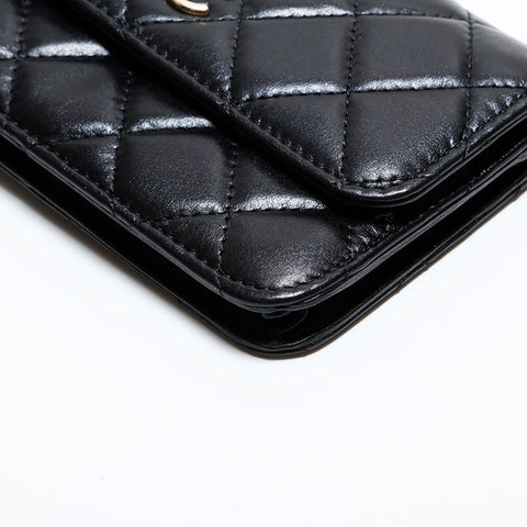 CHANEL No. 31 2021-2022 Matelasse Pearl Mini Lambskin Shoulder Bag black WS22416