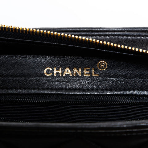 CHANEL No. 2 1991-1994 Lambskin Matelasse Chain Shoulder Bag black WS22417