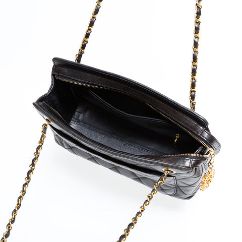 CHANEL No. 2 1991-1994 Lambskin Matelasse Chain Shoulder Bag black WS22417