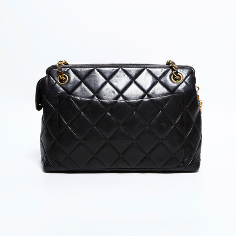CHANEL No. 2 1991-1994 Lambskin Matelasse Chain Shoulder Bag black WS22417