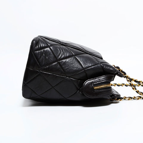 CHANEL No. 2 1991-1994 Lambskin Matelasse Chain Shoulder Bag black WS22417