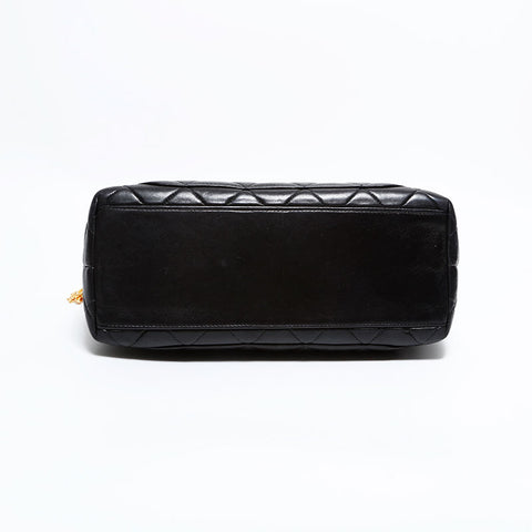 CHANEL No. 2 1991-1994 Lambskin Matelasse Chain Shoulder Bag black WS22417