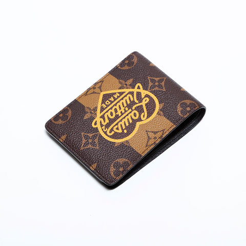 ルイ・ヴィトン LOUIS VUITTON モノグラム ストライプ ポルトフォイユ ミュルティプル NIGOコラボ 二つ折り財布 ブラウン WS22424