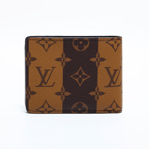 LOUIS VUITTON Monogram Stripe Portefeuille Multiple NIGO Collaboration Bifold Wallet Brown WS22424