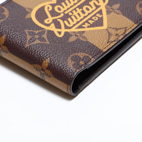 ルイ・ヴィトン LOUIS VUITTON モノグラム ストライプ ポルトフォイユ ミュルティプル NIGOコラボ 二つ折り財布 ブラウン WS22424