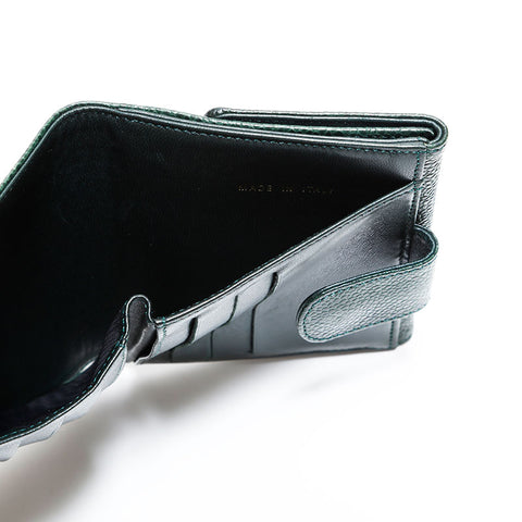 CHANEL No. 4 1996-1997 Caviar COCO Mark Bifold Wallet green WS22430