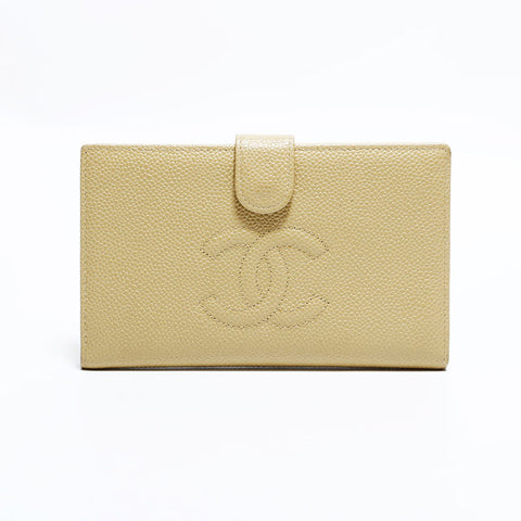 CHANEL No. 8 2003-2004 Caviar COCO Mark Purse beige WS22431