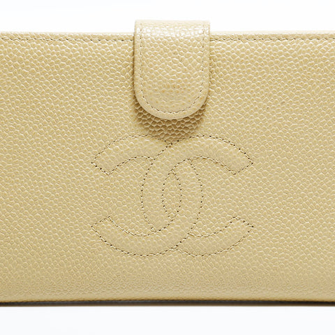 CHANEL No. 8 2003-2004 Caviar COCO Mark Purse beige WS22431