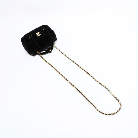 CHANEL Velour Mini Boston Bag 2way Shoulder Bag black WS22432
