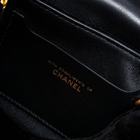 CHANEL Velour Mini Boston Bag 2way Shoulder Bag black WS22432