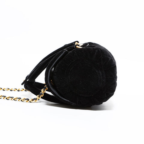 CHANEL Velour Mini Boston Bag 2way Shoulder Bag black WS22432