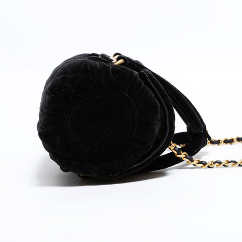 CHANEL Velour Mini Boston Bag 2way Shoulder Bag black WS22432