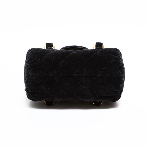 CHANEL Velour Mini Boston Bag 2way Shoulder Bag black WS22432