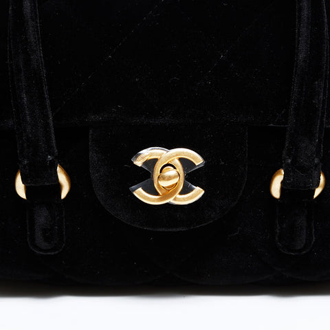 CHANEL Velour Mini Boston Bag 2way Shoulder Bag black WS22432