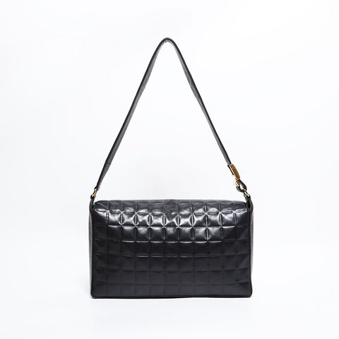 CHANEL No. 7 2002-2003 Lambskin Chocolate Bar COCO Mark Shoulder Bag black WS22433