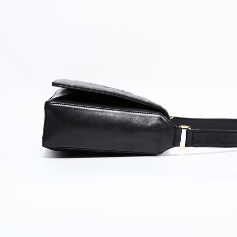CHANEL No. 7 2002-2003 Lambskin Chocolate Bar COCO Mark Shoulder Bag black WS22433