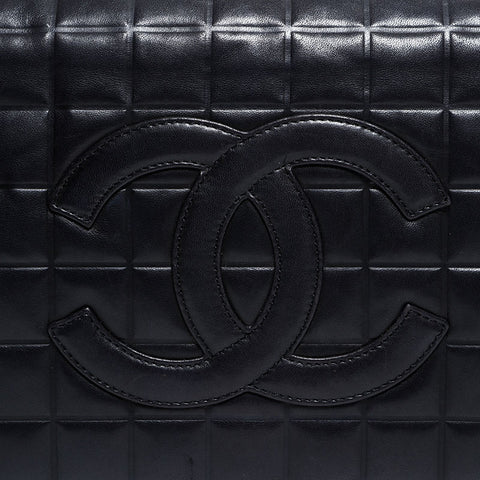 CHANEL No. 7 2002-2003 Lambskin Chocolate Bar COCO Mark Shoulder Bag black WS22433