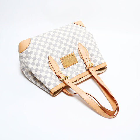 LOUIS VUITTON 2009 Damier Azur Hampstead MM Tote Bag white WS22434
