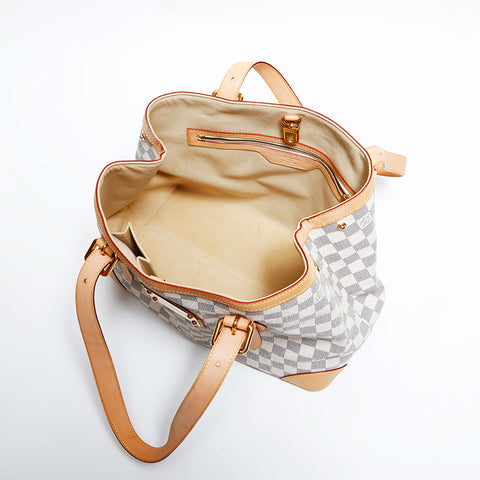 LOUIS VUITTON 2009 Damier Azur Hampstead MM Tote Bag white WS22434