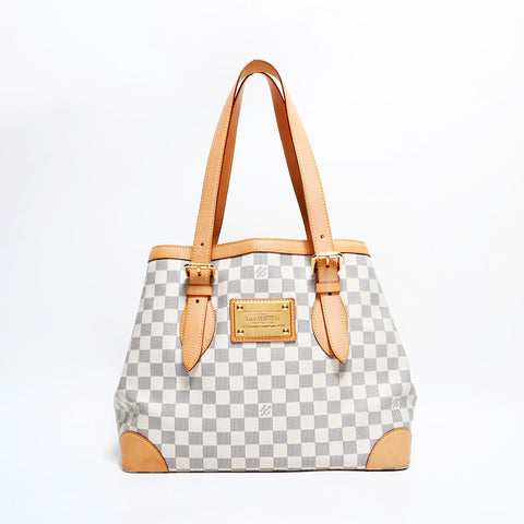 LOUIS VUITTON 2009 Damier Azur Hampstead MM Tote Bag white WS22434