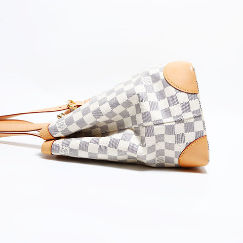 LOUIS VUITTON 2009 Damier Azur Hampstead MM Tote Bag white WS22434